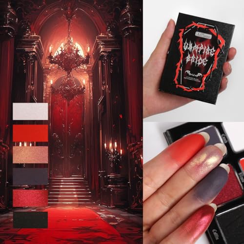 La Catrina 6-Color Goth Eyeshadow Palette - Red Black Matte Shimmer