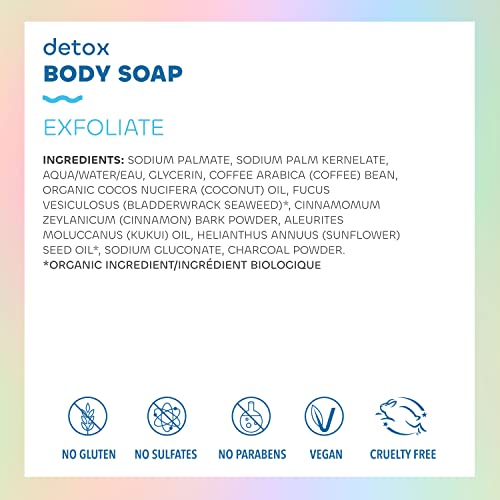 Seaweed Bath Co. Exfoliate Detox Body Soap, 3.75 Ounce (Pack of 3), Sustainably Harvested Seaweed, Charcoal