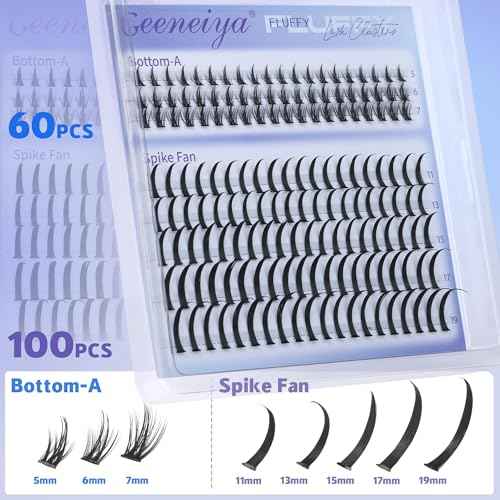 Geeneiya Spikes Lash Clusters and Bottom Lashes Wispy Eyelash Clusters D Cluster Eyelash Extensions Spike Individual Eyelashes (5-6-7mm, 11-13-15-17-19mm)