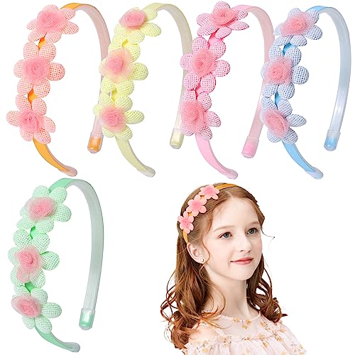 Fishdown Headbands for Girls Toddler, 5 Pack Glitter Girls Headbands, Flower Girls Headbands for Kids Children Teens