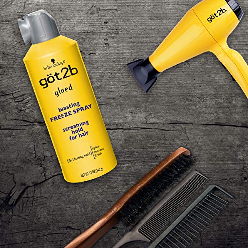 Got2B Glued Blasting Freeze Hairspray, 12 oz, Pack of 2 & Ultra Glued Invincible Styling Gel 2-6 oz Tubes + 1 Travel 1.25 oz Tube