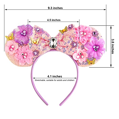 Mouse Ears Headband with Shiny Bow - Double-Sided Sequin Hair Band