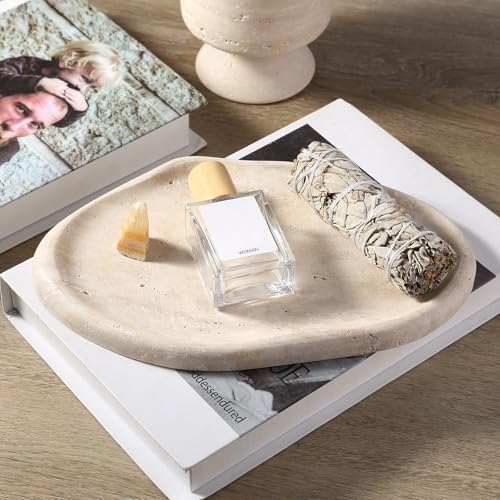 Koville Travertine Yellow Cloud-Shaped Marble Vanity Tray - 10x7 inch Home Decor & Organizer