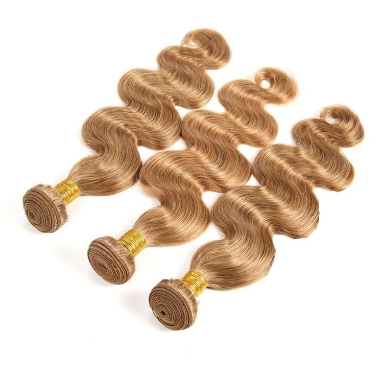 GtaiiReu Honey Blonde Human Hair Bundles 12-16 Inch Body Wave Extensions