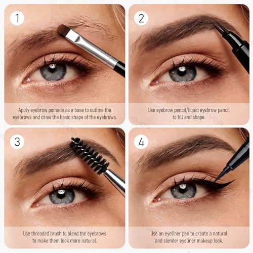 KYDA Eyebrow Makeup Kit with Pomade, Pencil & Eyeliner
