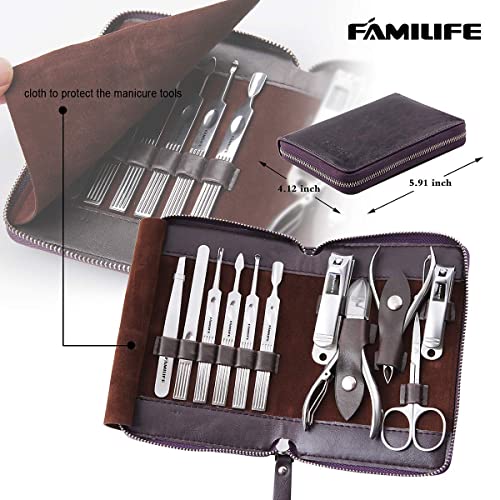 FAMILIFE 11-in-1 Manicure & Pedicure Set - Stainless Steel Nail Kit