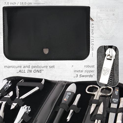 10-Piece Manicure Pedicure Grooming Kit in Leather Case
