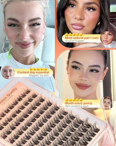 Delyneph B-Natural Fluffy 10-16mm Wispy Lash Clusters, C Curl