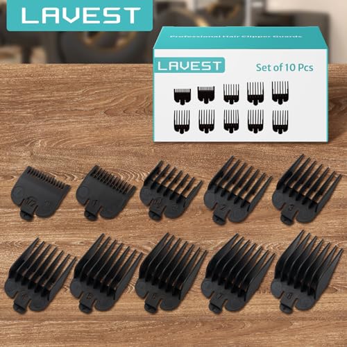Wahl Clipper Guards Set, 10-Piece (1/16" to 1"), Black