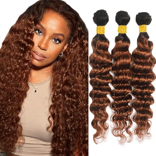 Fridnae 1B30 Ombre Deep Wave Human Hair Bundles - 12-34 Inch