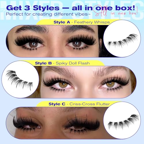 Spiky Bottom Lashes Individual Thick Volume Bottom Lash Clusters Manga Lower Eyelash Extensions 6-8MM Wispy Bottom Cluster Lashes 240pcs DIY Bottom Lash Extension at Home by calphdiar