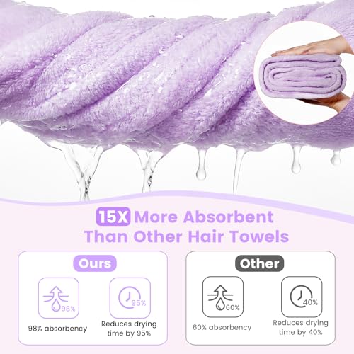 Microfiber Hair Towel Wrap 2 Pack - Fast Drying Anti-Frizz