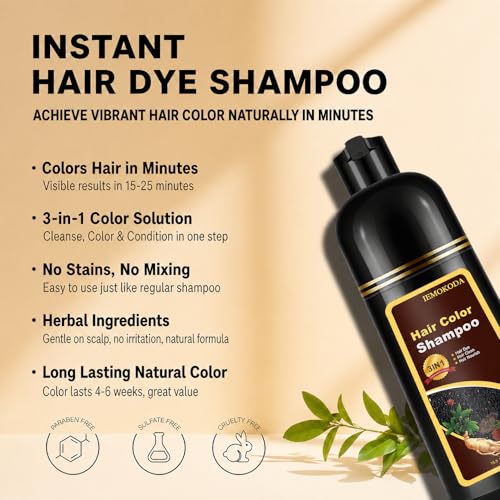 3-in-1 Brown Hair Dye Shampoo for Instant Color & Conditioning