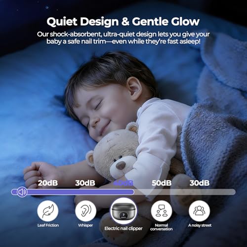 Electric Nail Clipper, 2-in-1 Improved Nail Clippers Set with LED Light & USB Rechargeable, 3 Speed Quiet & Nail Clip Storage for Baby Adults Seniors Thick Nails ?Includes Oblique Nail Clippers (Grey)