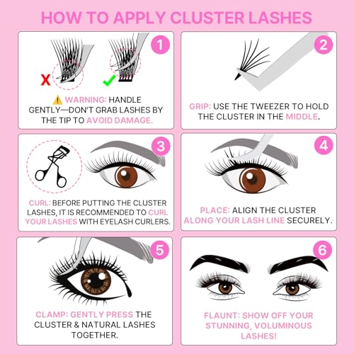 Self-Adhesive False Eyelash Clusters, Reusable Wispy Fluffy Lashes