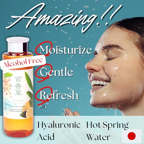 Hyakkaso Japan - Hyaluronic Acid Shell Ginger Facial Toner | Acne Care | All Skin Types | Moisturizing | Japanese Skincare | 200ml 6.76fl Oz (1) | hyakaso