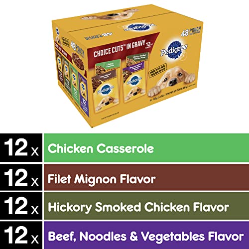 Pedigree Choice CUTS in Gravy Adult Soft Wet Dog Food, 48 Pouch Variety Pack, 3.5 oz. Pouches