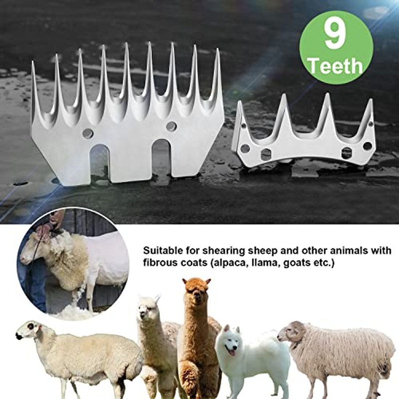 9 Tooth Sheep Shears Replacement Blades PRO Universal Blade for All Major Brands Oster GDJOB TAKEKIT BEETRO Dragro Lister Heiniger Sheep Clippers for Sheep Alpacas Goats (9 Tooth Silver)