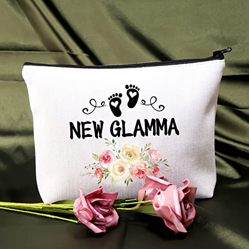 BDPWSS Grandma To Be Gifts First Time Grandma Makeup Bag New Grandma Gift Grandmother Birthday Gift Baby Announcement Gift For New Grandma Future Grandma Cosmetic Bag (New Glamma)