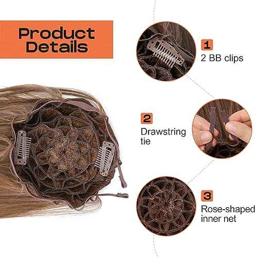 SEIKEA Cheer Ponytail Hair Piece, 10" Straight Tangle-Resistant Smooth Natural Cheerleader Hairpiece Ponytail Extension for Cheer Competition, Dance, Performance, Mocha Melt