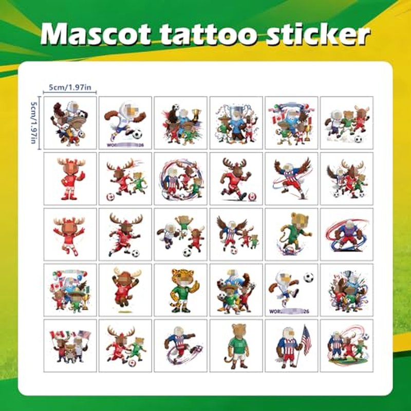 80 Pcs World Cup 2026 Temporary Tattoos - Waterproof Sports Designs