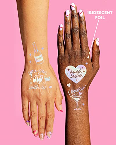 xo, Fetti Cheers Bachelorette Temporary Tattoos - 40 Iridescent