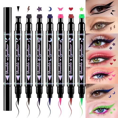 7-Piece Stamp Eyeliner Set - Waterproof Winged Cat Eye Liner