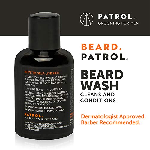 Beard Patrol Beard Wash Cleanser and Conditioner in One Softens With All Natural Oils - Sulfate-Free, Paraben-Free