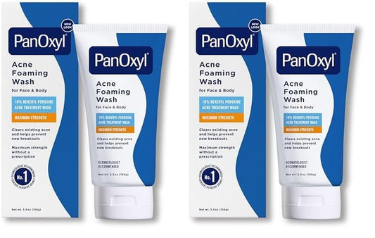 PanOxyl Acne Foaming Wash Benzoyl Peroxide 10% Maximum Strength Antimicrobial, 5.5 Oz (Pack of 2)