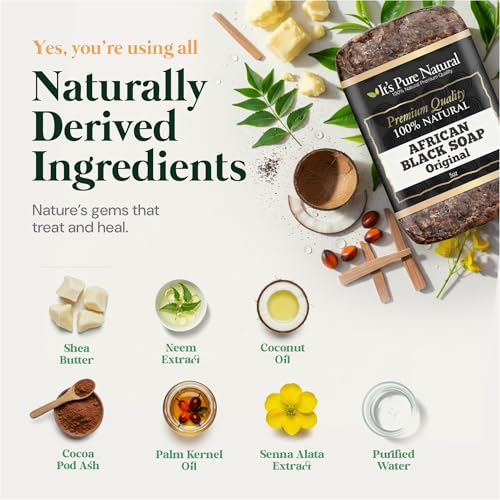 African Black Soap Bars - 3 Pack Organic Face & Body