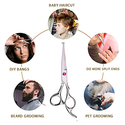 Kids Hair Cutting Scissors Set 6.5 inch Round Tip Safety Shears
