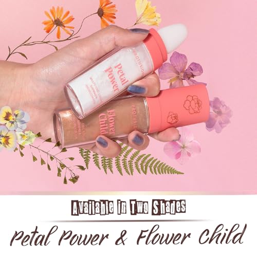 Profusion Cosmetics Flower Child Face and Body Highlighter - Non Sticky Buildable Luminizer Two Shade Kit with Applicator Sponge, Lightweight, Vegan & Cruelty?Free Makeup (Bronze Gold)