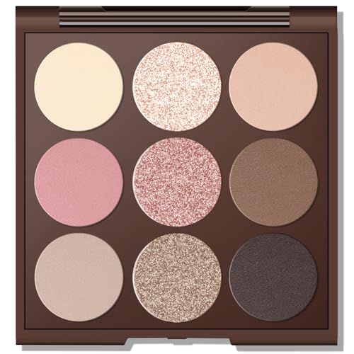 MYSTER ROSEY 9-Shade Nude Eyeshadow Palette, Matte & Waterproof