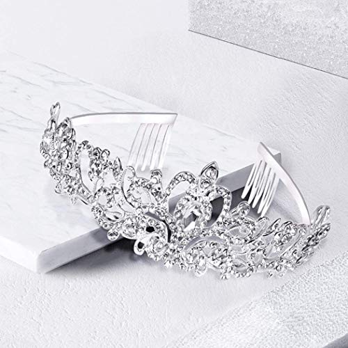 COCIDE Tiara Crystal Crowns Princess Rhinestone Crown with Combs Bride Headbands Bridal Wedding Prom Birthday Party Hair Accessories Jewelry for Women Girls (Silver)