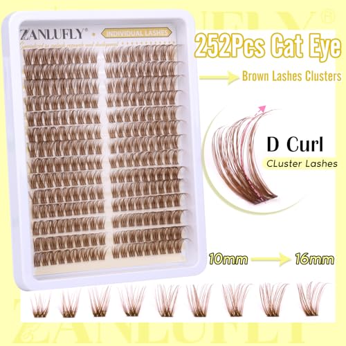 Brown Cluster Lashes Cat Eye 10-16MM D Curl Wispy