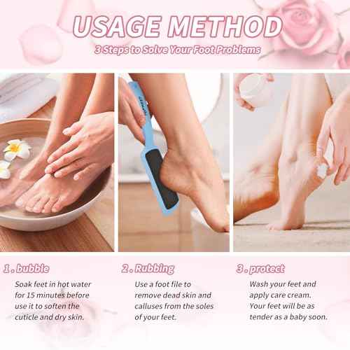 Foot File for Dead Skin - Dual Sided Foot Rasp Callus Removers, Professional Pedicure Tool for Soft, Smooth Feet (Blue)