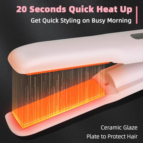 Gosect Cordless Hair Straightener 2-in-1 Curler, Portable Mini Flat Iron