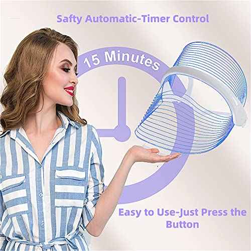 L E D Face Mask Light Therapy, 7 Colors L E D Light Therapy Mask, Red & Blue Light Therapy for Face, Light Mask for Skin Care, Portable Rechargeable