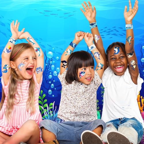 Shark Party Favors Set - 36 Tattoos & 24 Slap Bracelets for Kids