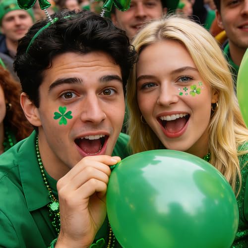St Patrick's Day Temporary Tattoos & Face Gems Set