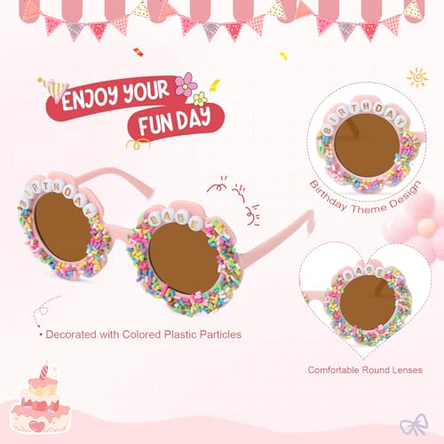 YOGFIT Round Flower Birthday Glasses for Kids