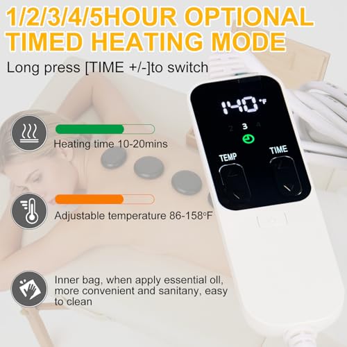 Hot Stone Massage Set with 10 Basalt Stones & Bamboo Warmer