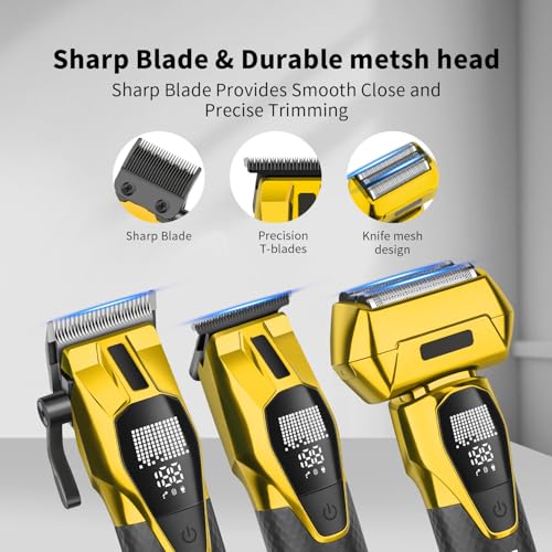 HIENA PRO Cordless Hair Clippers & Beard Trimmer Set for Men