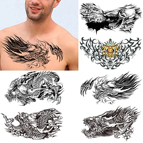 Dragon Temporary Tattoo 6-Pack - Realistic Large Stickers