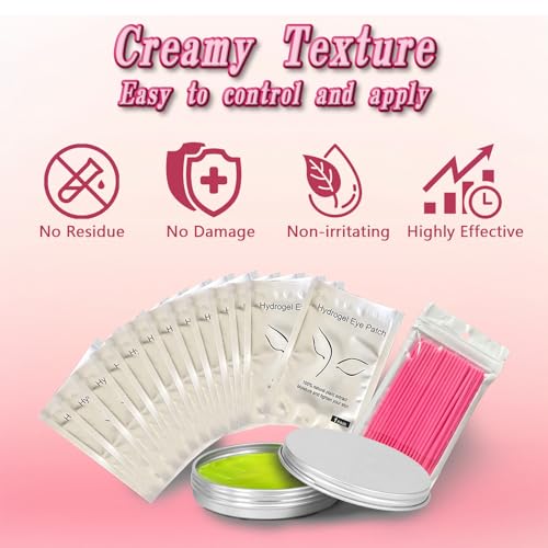 HAIOLORPRO Pink Lash Extension Remover Kit - Gentle 30g Gel, Eyelash Glue Remover, Includes Micro-Swabs & Eye Patches for Salon & Home