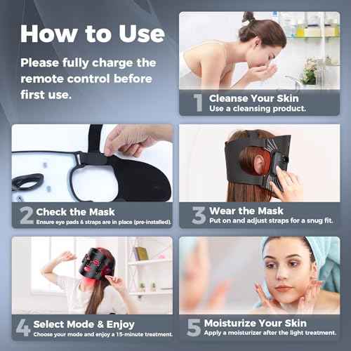 Red Light Therapy for Face ? Wireless Red Light Therapy Mask LED Face Mask Light Therapy with 320 LEDs, 4 Modes, Skin Rejuvenation, Ideal Beauty Gift for Women & Men