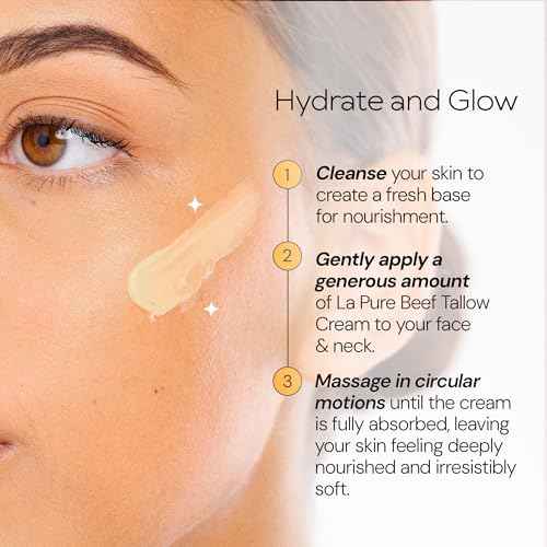 LA PURE Beef Tallow for Skin, Grass-Fed Tallow Face Cream with Aloe Vera, Hyaluronic Acid, Frankincense & Vitamin E to Hydrate, Firm, and Smooth Skin, Non-Greasy Moisturizer, Citrus Scent, 2 oz