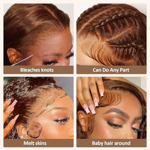 200% Density 30 Inch Chocolate Brown Human Hair Lace Front Wig