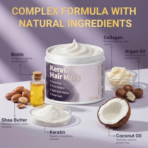 Keratin Hair Mask for Damaged Hair - Deep Conditioning & Repair Treatment