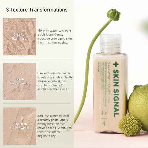 Pink Clay Enzyme Cleanser, Blackhead Remover Powder Cleanser, Deep Pore Cleansing with BHA, Gentle Exfoliating Face Wash, Facial Scrub for Acne-Prone Skin, Korean Skin Care